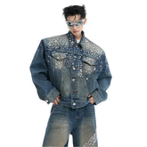 Men's Embellished Denim Trucker Jacket